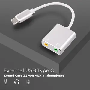 High Quality Woopower External USB Type C Sound Card 3.5mm AUX & Microphone - MU1