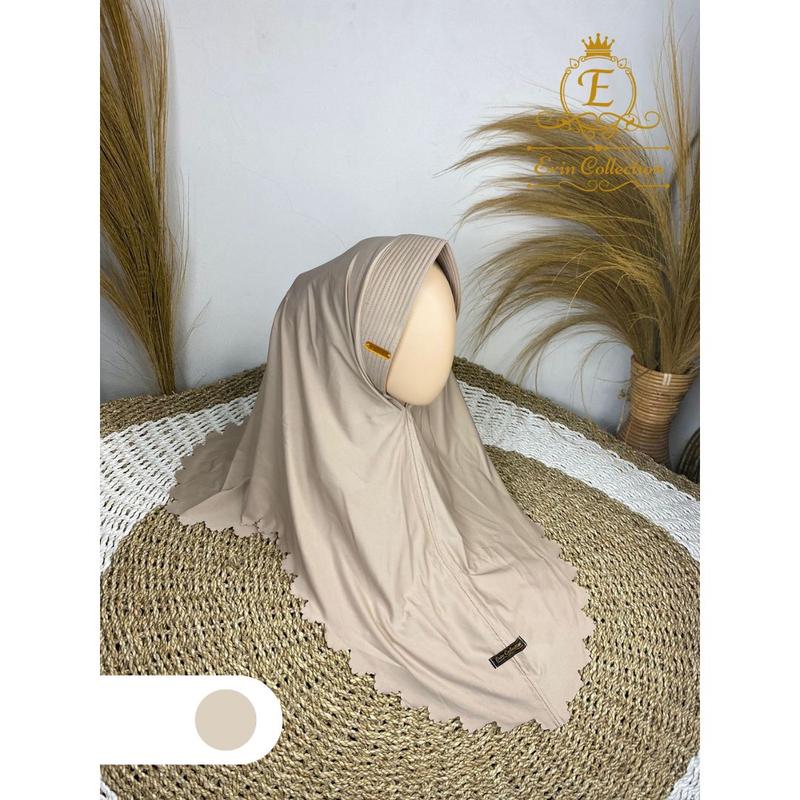 JILBAB INSTAN/ BERGO INSTAN LASER CUT ERIN_COLLECTION Muslim Kerudung Wanita Nyaman Panjang Santai Casual Variasi Sporty 2