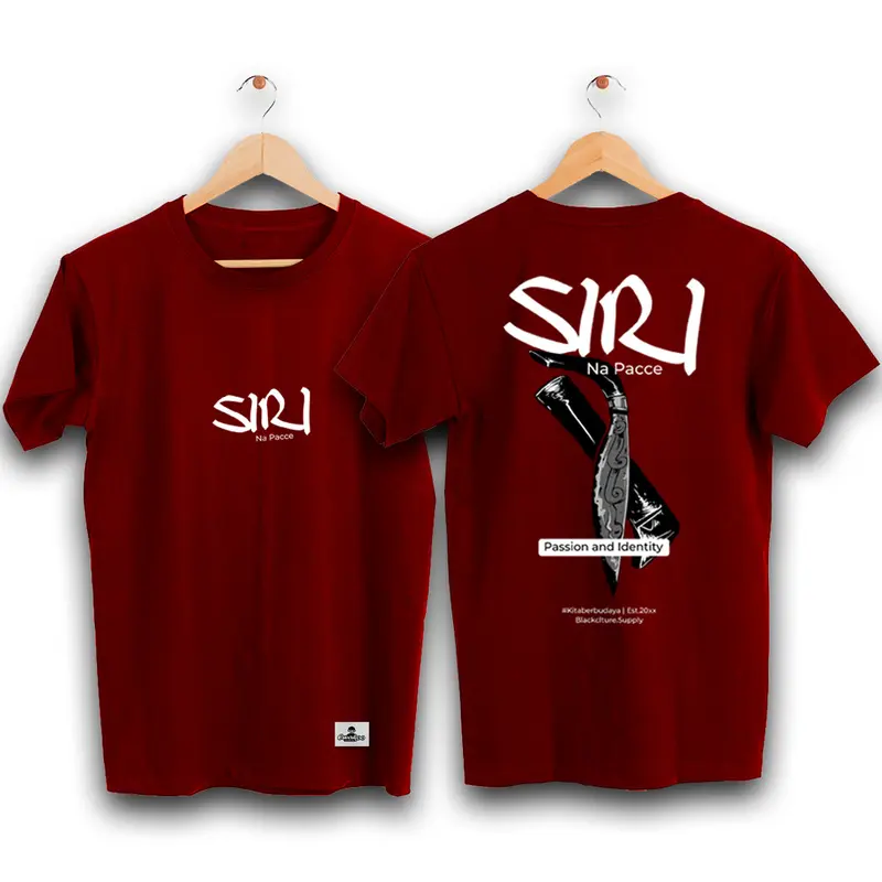 Kaos Budaya Edisi Siri / Kaos Makassar / Baju Bugis / Tshirt Pria / Atasan Keren / Kaos Lengan Panjang Cowok / Distro Makassar Bahan Combed Lembut Nyaman Sablon Kuat dan Tahan Lama Oblong Dewasa 1