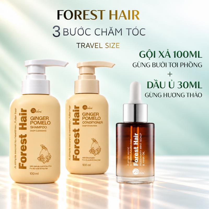 【 COMBO HOT 】Combo Dầu ủ tóc Gừng Forest Hair & Gội Xả Gừng Bưởi hỗ trợ mọc tóc, dưỡng nền da đầu nuôi dưỡng nang tóc giảm rụng