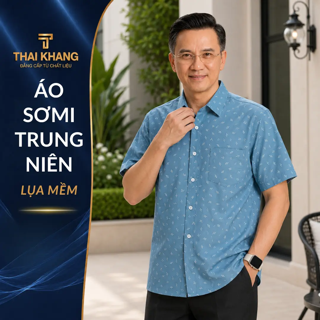 Áo sơ mi nam trung niên hoạ tiết THÁI KHANG loại áo sơ mi tặng bố có big size từ 40-100kg  Menswear ATK15 Cổ Tròn Màu Trắng