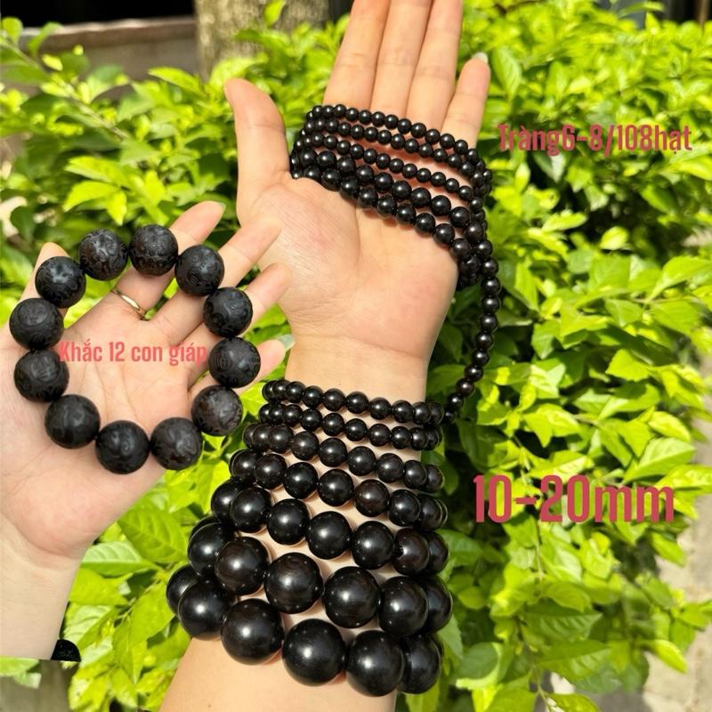 Vòng tay gỗ mun sừng chìm nuớc đen bóng size 6-20 mm phong thuỷ trang sức  Đeo Tay Phụ Kiện Hoa 0