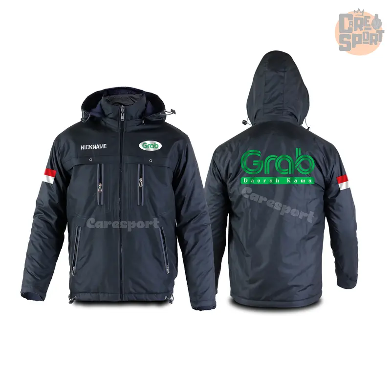 Jaket Ojol Berkualitas untuk Pria dan Wanita GRAB custom nama daerah area bebas bisa request bisa polos - CLIMBER Gunung Panjang Parasut 0