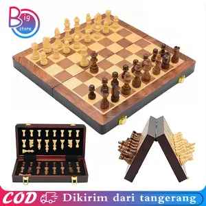 1set Papan Catur Kayu Superior Papan Catur Magnet 29x29cm Papan Catur Lipat Chess Board Magnetic