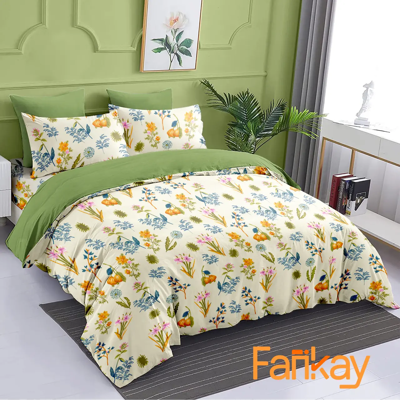 Bed Cover Set Sprei Audrey Mix Matcha - Ukuran Lengkap 180x200 160x200 120x200 200x200 - Fankay Bedcover Sprei