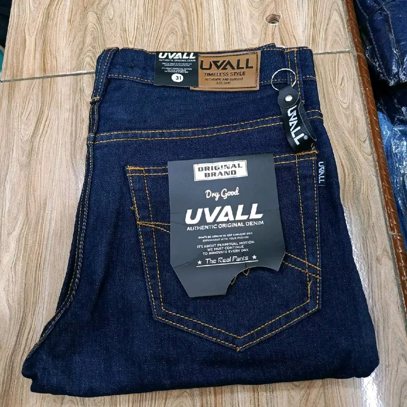 Celana Jeans Panjang Standar Pria Biru Navy/Dark Blue Denim Premium Brand Uvall 7