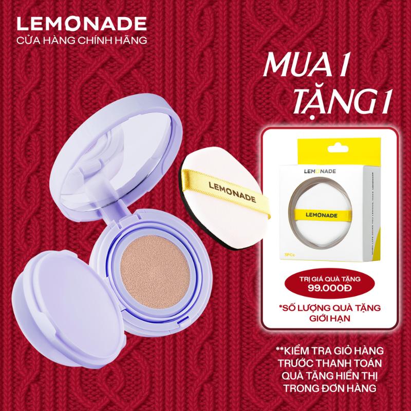   MUA 1 TẶNG 1  MUA 01 Phấn Nước Mỏng Nhẹ Kiềm Dầu Thuần Chay Chống Nắng Lemonade Supermatte No Makeup Cushion 15g TẶNG 01 Bộ 3 Bông Phấn Tán Nền 
