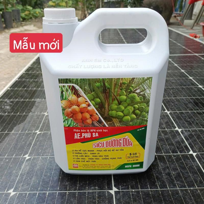 Phân Bón Tưới Ra Hoa Dừa AE.Phù Sa dạng Can 5 lít  ( MẪU MỚI 2025 ) Có In Tên Công Ty Trên Can