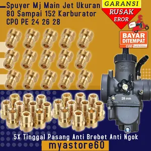 Spuyer Mj Mainjet Main Jet Karburator Karbu Carburator Carbu CPO Racing PE 24 26 28 Anti Brebet Dan Nggok PNP Tingal Pasang