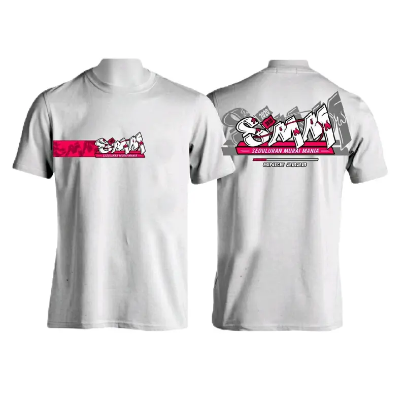 Kaos SMM grafity Pria  Katun Combed Putih Hitam 1