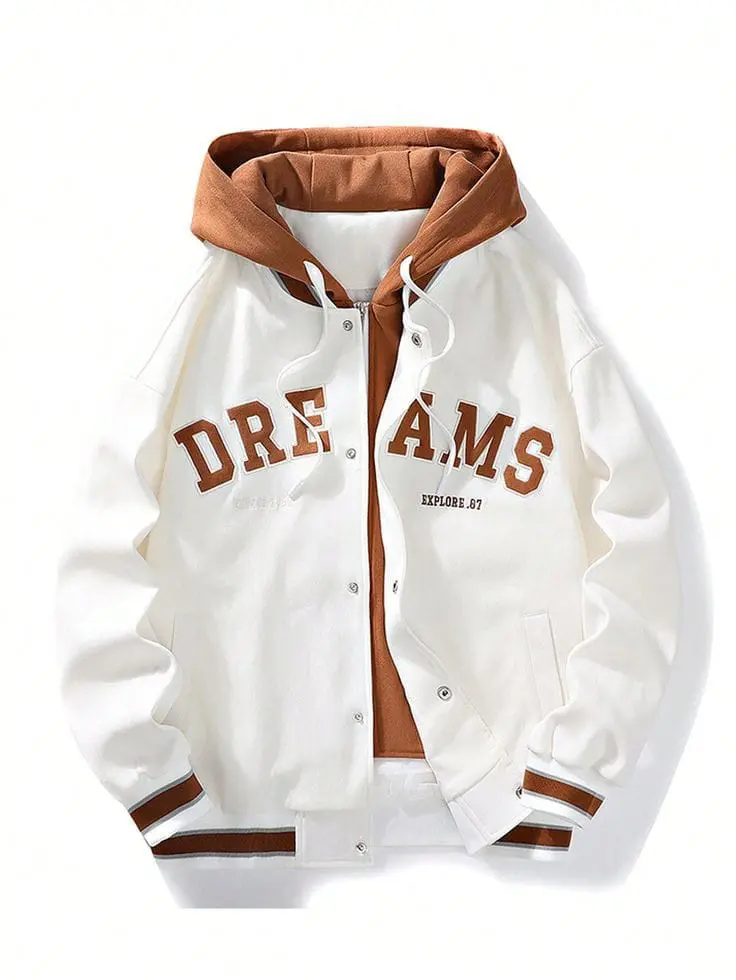 Sweater Hoodie Baseball Varsity DREAM Style Pria Wanita Unisex Terbaru Terkeren Kain Fleece Nyaman Panjang Santai