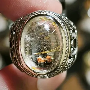 BATU KECUBUNG RAMBUT EMAS KARANG MERAH ring size 8