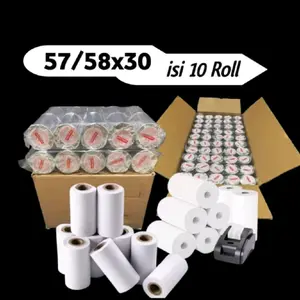 Kertas struk kasir thermal edc murah 57x30 paket 10 pcs Roll