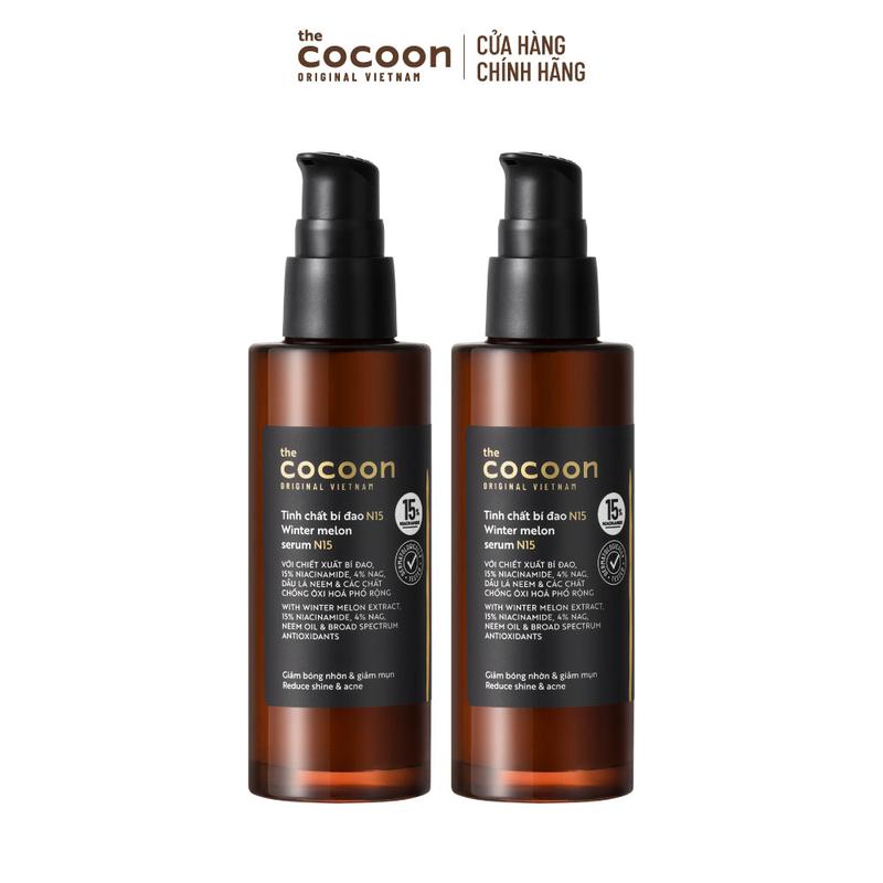  COMBO 2 Tinh chất bí đao N15  serum  với 15% niacinamide giảm bóng nhờn và giảm mụn Cocoon 70ml 