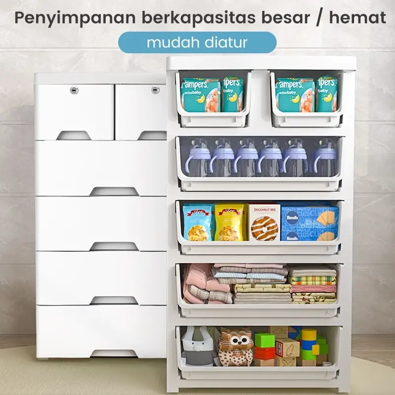 【VALUEDA】Lemari Pakaian/Lemari Pakaian Anak/Lemari Import/Kabinet Drawer Storage Cabinet Ukuran Jumbo Penyimpanan rumah 5