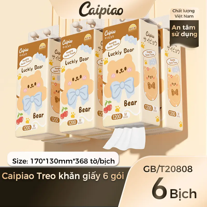 [6 bịch]Caipiao Giấy treo treo tường, bao bì gấu xinh xắn, thùng 6 gói, mềm mại an toàn, dùng đa dạng không gian(13011-6)-1735704669873407775