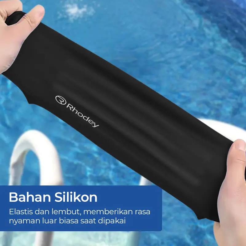 Topi Renang Silicone Swim Cap Elastis Lembut Fleksibel Nyaman Digunakan | Penutup Pelindung Kepala Saat Berenang | Peralatan Olahraga Air Dewasa Swimming Sport 1