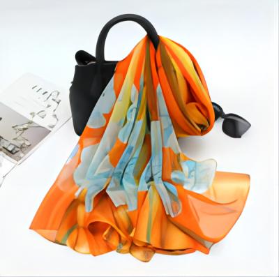 Scarf pantai gaya baru untuk wanita shawl pelindung matahari sutra  perjalanan mode gaya asing Floral Silk 1