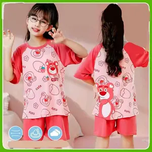 (4-12T) Setelan anak perempuan lengan pendek celana pendek baju tidur anak