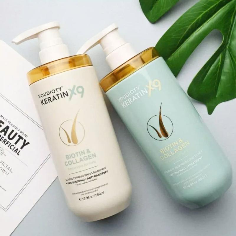  Cặp dầu gội xả Voudioty Keratin X9 B.i.o.t.i.n & Collagen 500ml Dầu Cặp Chính Hãng An Toàn Mềm Mượt 