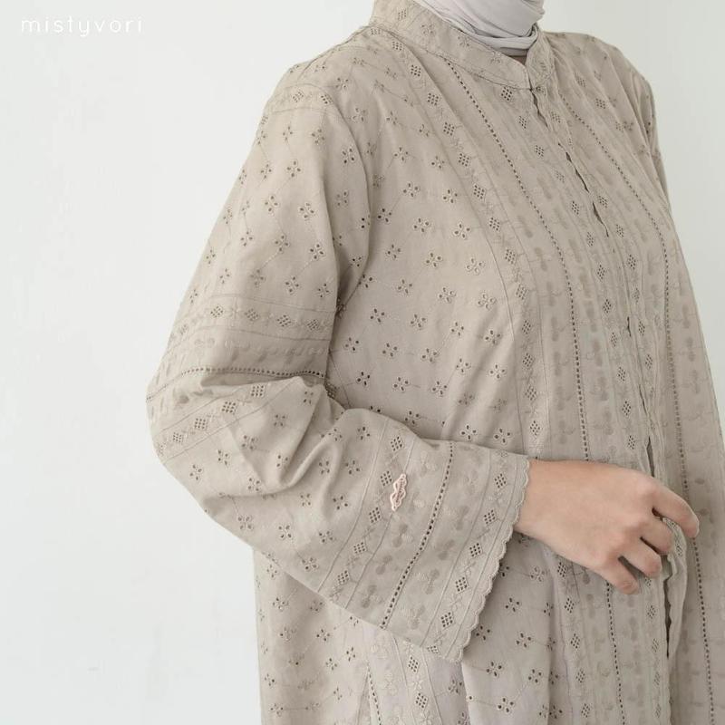 Product Introduction of MISTYVORI | Aziza Tunik Bordir Model Panjang Kancing Simple Muslim Wanita Atasan Dress Katun Variasi 13