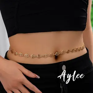 【Aylee】Sabuk Simbol Putaran Pinggang Gadis Rantai Pinggang Emas Baja Titanium Non Fade Kalung Pinggang Rantai Tipis B1205