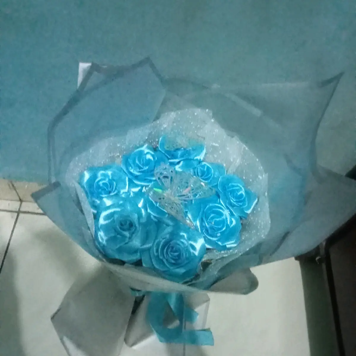 buket bunga pita satin Glitter kupu kupu