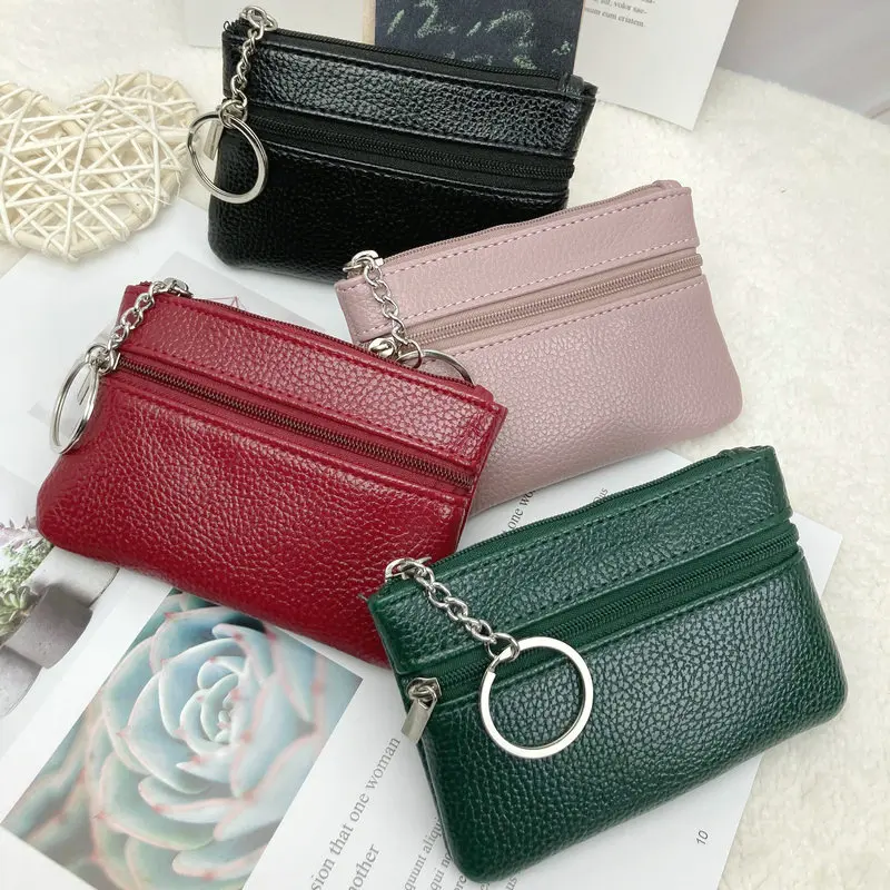 Mini Fashion Zero Wallet Women's Thin Short Small Hand Key Bag Card Bag Coin Bag Pink Dompet Wanita Kulit 5