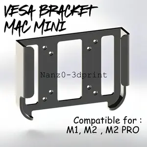 Vesa / Wall Bracket Mac Mini M1 M2 M2Pro Dudukan DInding 75x75 100x100 MacMini M2 Pro | Aksesoris Holder - N3D