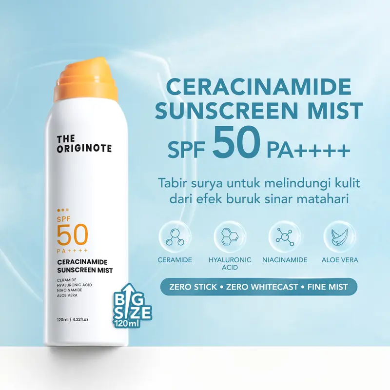 The Originote Ceracinamide Sunscreen Mist SPF 50 PA++++ 1