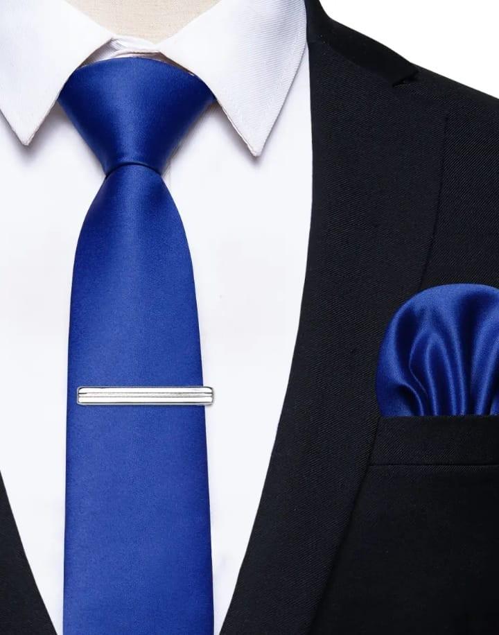 Product Introduction of Dasi instan  pria plus penjepit dasi silver metalik dasi 3inchi 8 cm+ pocket square 3 in 1 packing box 11