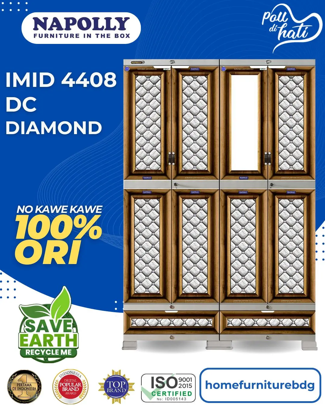 Lemari/Rak Plastik Napolly 4 Pintu + 1 Cermin iMID - 4408 DC DIAMOND
