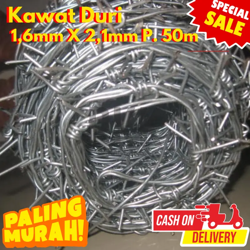 Kawat Duri 1,6mm X 2,1mm P. 50m Galvanis Anti Karat 2