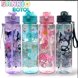 Botol Minum Sanrio 900ml BPA Free / Botol Minum Karakter Sanrio Lucu Warna-warni untuk Anak-anak dan Dewasa