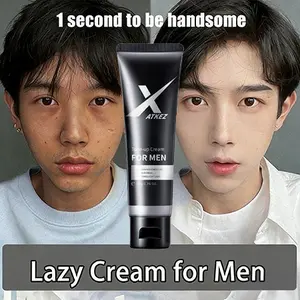 Lazy Cream for Men 50g - Pria Mens Skin Tone-Up Cream Men's Facial Cream Light Bright Naked Mens Makeup Cream Cream Wajah Pria All in One Tone-Up Pelembab & Anti Aging Hasil Kulit Cerah & Rata dalam 1 Langkah Praktis untuk Aktivitas Seharian