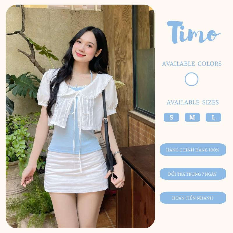   TOP BÁN CHẠY  Set áo sơ mi croptop thắt nơ và áo quây ôm dáng cực trẻ trung AOT052 