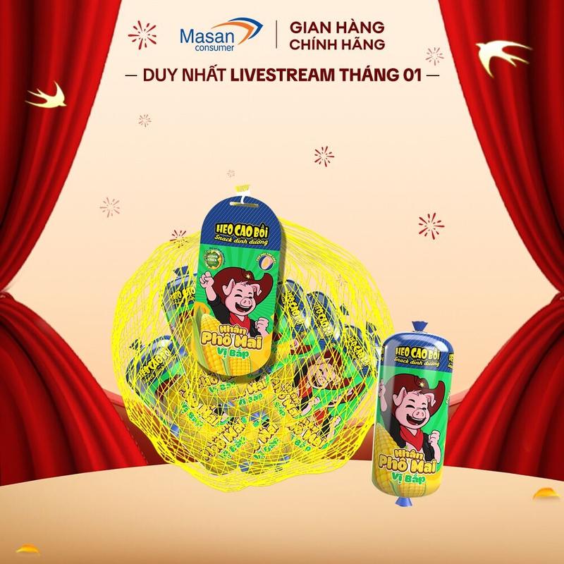  Xúc xích tiệt trùng Heo cao bồi nhân phô mai vị nguyên bản nhân phô mai vị bắp túi x 15cây x 32gr 