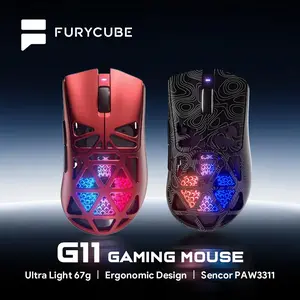 FURYUBE G11 Skeleton Wireless Gaming Mouse Light-Weight PAW3311 Mouse RGB Glow Mouse