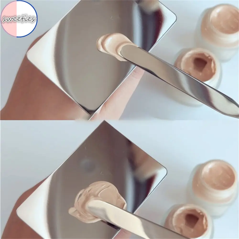 2Pcs/Set Beauty Tool Multifunctional Stainless Steel Foundation Cream Woman Makeup Spatula Shovel Color Mixing Plate Stick Scraper