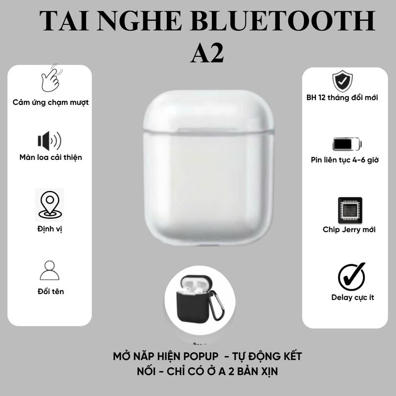 [BH 12T] Tai nghe Bluetooth A2 xịn 2024 định vị, đổi tên, tặng ốp trong, Bảo Hành đổi MỚI trong 12 tháng, freeship, nhét tai nghe nhạc Earphone di động tai ngghe trong ̃̃̃& tai nghe ốp trong suốt pin trâu earphone