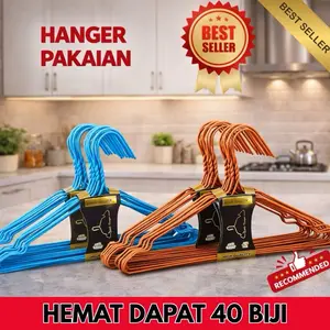 (PAKET ISI 4PAK/40HANGER) CALYPSO / GANTUNGAN BAJU VINODA HANGER WARNA MIX WARNA Pakaian