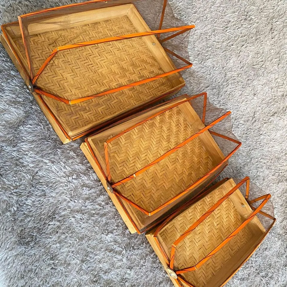 Tudung Saji Kotak / Tudung Saji Persegi Panjang / Tudung Saji Bambu sett isi 3