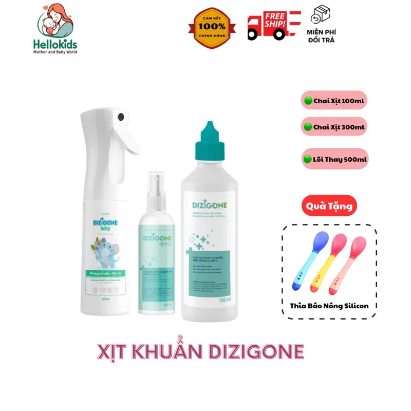 Xịt Khử Khuẩn DIZIGONE BABY 100ml & 300ml & 500ml Vệ Sinh Chân Tay Miệng