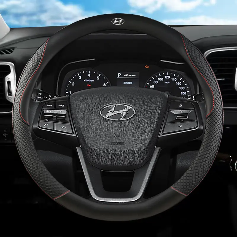 Bọc Vô Lăng Ô Tô Bằng Da Dập Nổi Chống Trượt, 38Cm, Thích Hợp Cho Hyundai Accent H1 Trajet Elantra Sonata Tucson, Avante Atos Verna I30, Phụ Kiện Xe Hơi