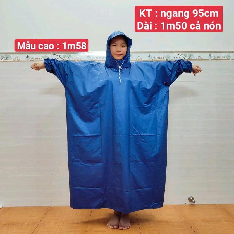 Áo mưa bít vải nhựa nhám chất liệu dẻo dai KT ngang 95cm dài 1m50 cả nón hoạ tiết độc đáo màu sắc đa dạng kiểu dáng bít quây bo chun tay