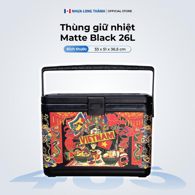 Thùng giữ nhiệt FAMI Matte Black Edition 26L nhựa nguyên sinh đen mờ, tiện lợi cho du lịch, dã ngoại và các hoạt động ngoài trời