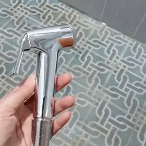 Jet Shower Toilet Chrome Cebok - Bidet Chrome Toilet Closet 1 Set dengan Selang Panjang 1,2 M & Kualitas Baik PVC WC