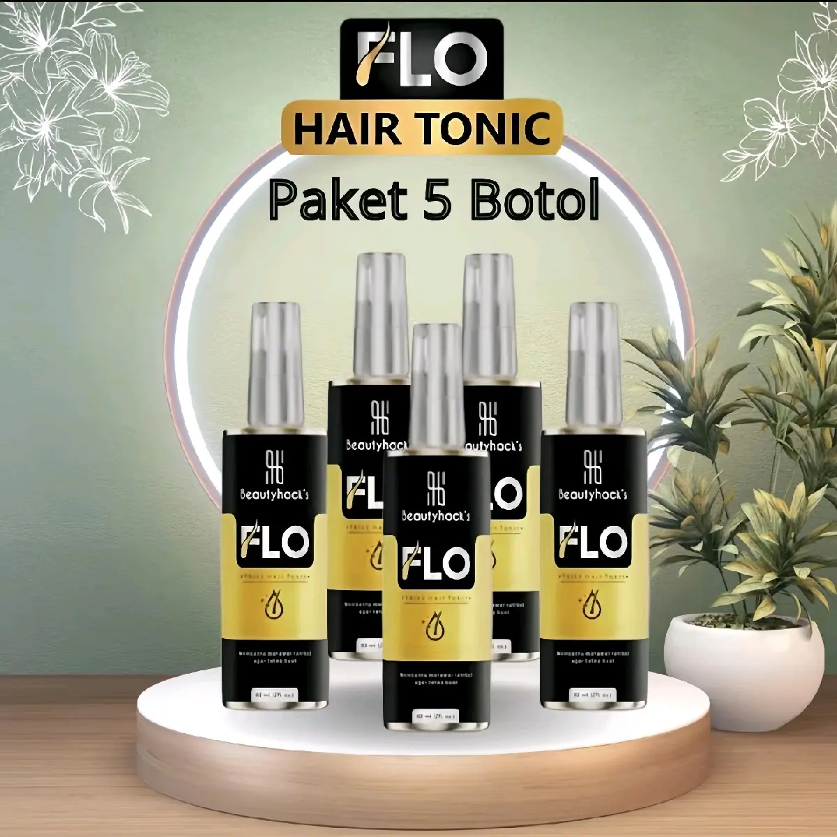 PROMO HEMAT!! Paket 5 Flo Hair Tonic Asli Original Perawatan Pemanjang Rontok Pria Wanita Asli Bpom minyak rambut