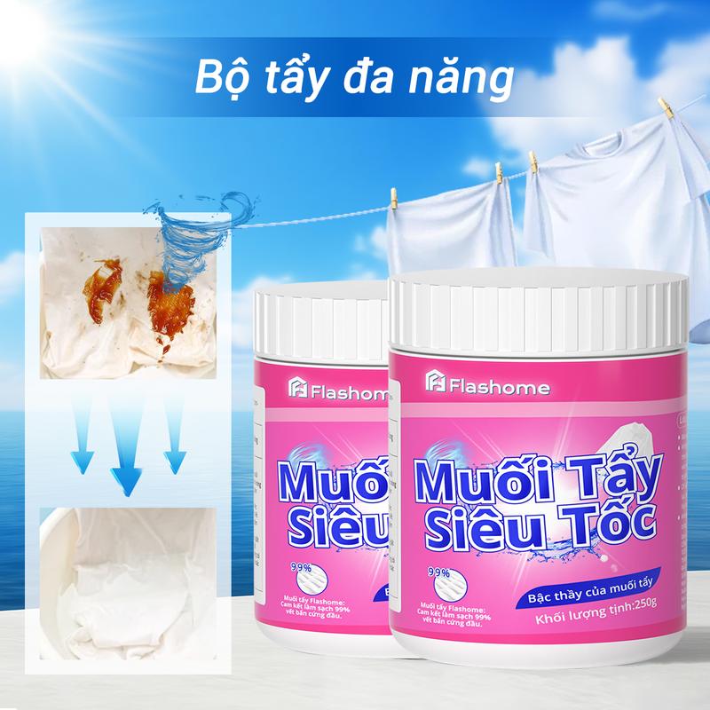 【Tặng kèm gói dùng thử Nhận ngay GÓI DÙNG THỬ MIỄN PHÍ khi mua FLASHOME – Muối tẩy trắng đỉnh cao! Sản phẩm chuyên trị: Vết ố vàng vết bẩn cứng đầu cà phê trái cây nước tương... Tẩy trắng làm sáng và phục hồi quần áo trắng như mới! VN-QJ-001