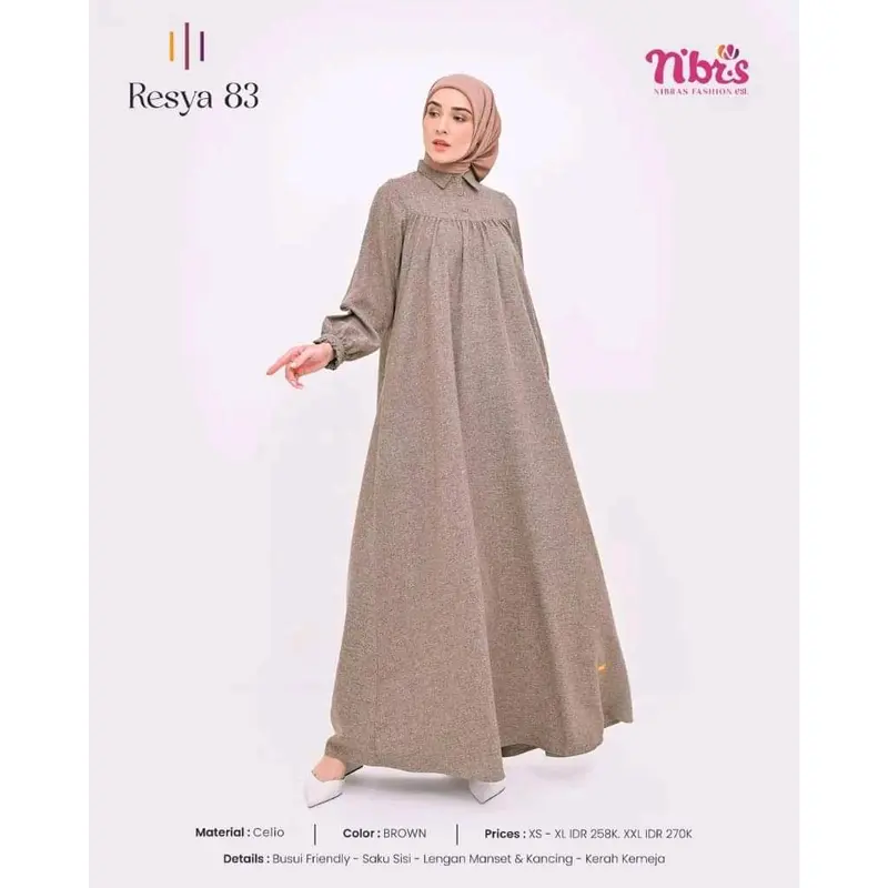 RESYA 83 GAMIS NIBRAS DEWASA POLOS 1